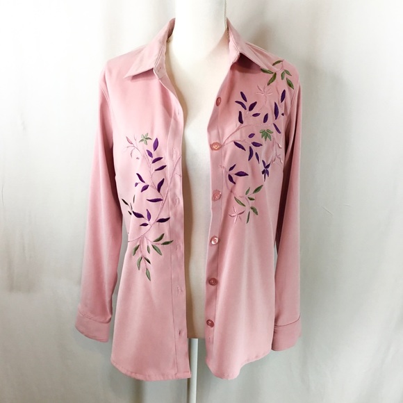 Northern Reflections Woman Embroidered  Long Sleeve Pink Shirt Jacket Sh… - Picture 3 of 6